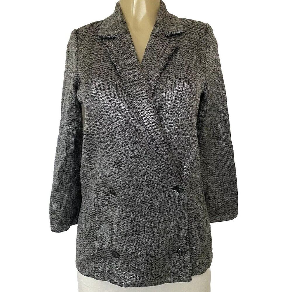 Vintage St John Knit Jacket Blazer Paillette Long Sleeve Double Breasted…